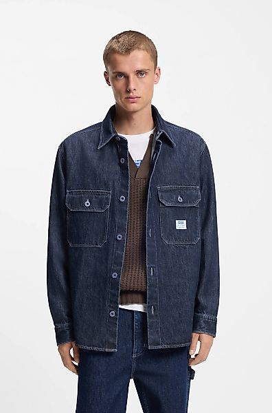 HUGO Blue Jeanshemd Oversized-Fit, Denim-Qualität, Logo-Stickerei günstig online kaufen