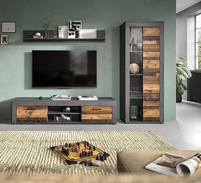 Home affaire Wohnwand Aosta, Breite 235cm, bestehend aus Lowboard, Wandboar günstig online kaufen