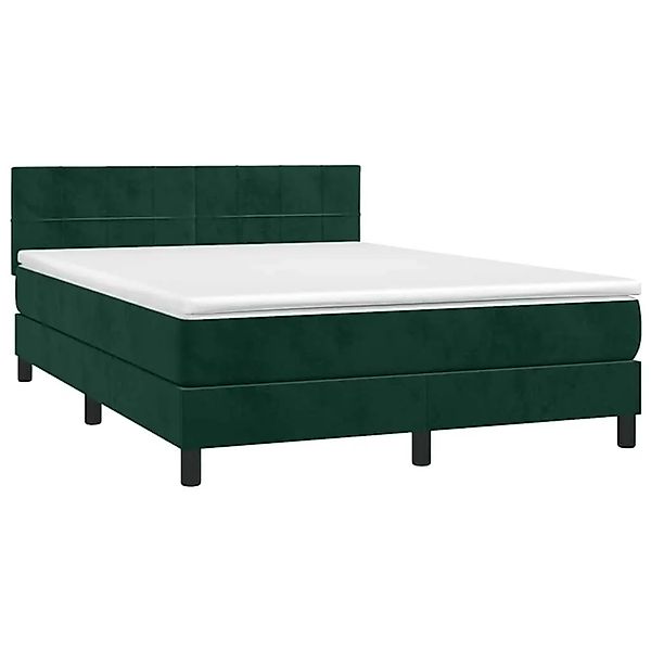 vidaXL Boxspringbett mit Matratze & LED Dunkelgrün 140x200 cm Samt 3134408 günstig online kaufen