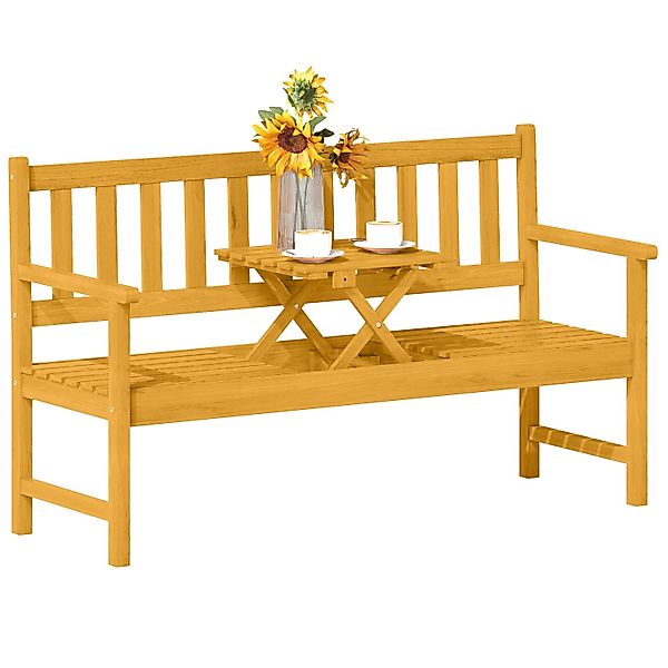 Outsunny Gartenbank 2-Sitzer Akazienholz 149L x 56 5B x 89H cm Teak günstig online kaufen