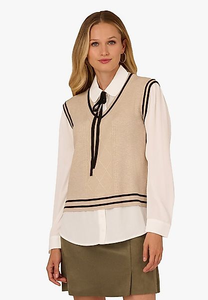 Adrianna Papell Strickpullover Long Sleeve Tie Neck Sweater Vest Twofer Top günstig online kaufen