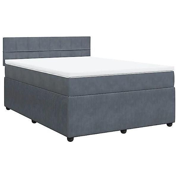 vidaXL Boxspringbett mit Matratze Dunkelgrau 160x200 cm Samt 3290083 günstig online kaufen