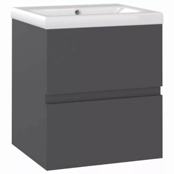 vidaXL Waschbeckenunterschrank mit Einbaubecken Grau Holzwerkstoff Waschbec günstig online kaufen