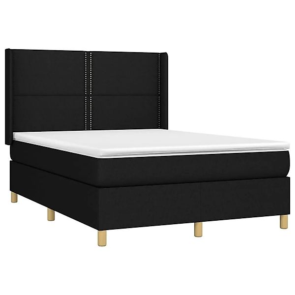 vidaXL Boxspringbett mit Matratze & LED Schwarz 140x190 cm Stoff 3138791 günstig online kaufen