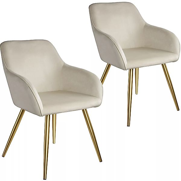 2er Set Stuhl Marilyn Samtoptik, goldene Stuhlbeine - créme/gold günstig online kaufen