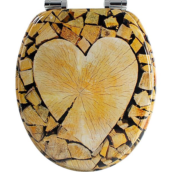 Sanfino WC-Sitz "Wood Heart“ Premium Toilettendeckel günstig online kaufen
