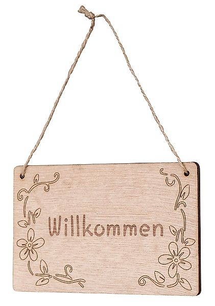 Levandeo® Dekohänger, Schild Willkommen 13x8cm Birkenholz günstig online kaufen