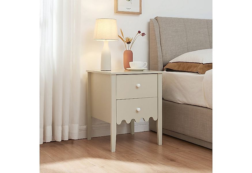 en.casa Nachttisch, »Luspoo« mit 2 Schubladen 50 x 40 x 40 cm Cremeweiß günstig online kaufen