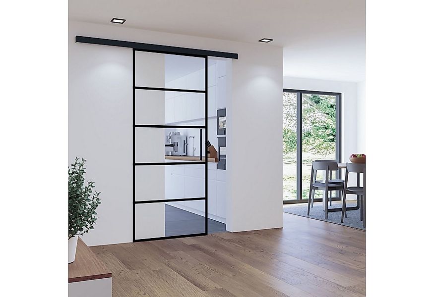inova wohnen Glasschiebetür Klarglas mit schwarzen Streifen, 88 x 203,5 cm günstig online kaufen