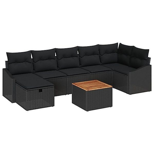 vidaXL Loungesofa 8-teiliges Garten Sofa Set mit Kissen Schwarz Poly Rattan günstig online kaufen