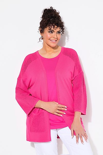 Ulla Popken Strickjacke Jersey-Jacke Mesh Oversized günstig online kaufen
