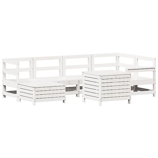 vidaXL 7-Tlg Garten-Sofagarnitur Weiß Massivholz Kiefer 3250973 günstig online kaufen