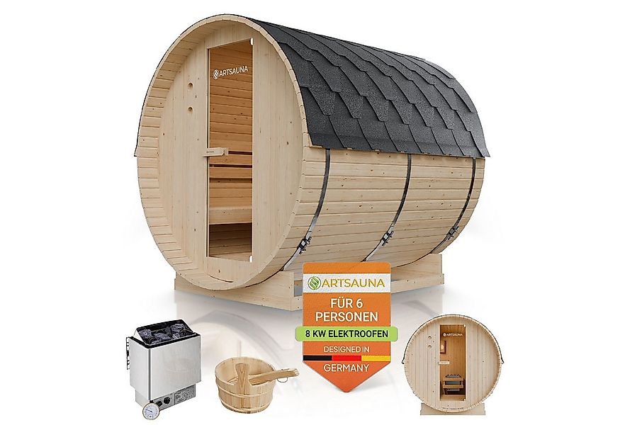Artsauna Fasssauna Spitzbergen 220, BxTxH: 191 x 220 x 193 cm, für 6 Person günstig online kaufen