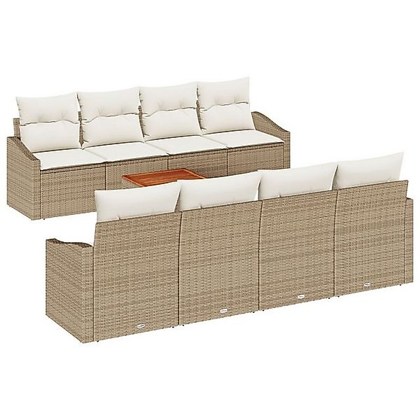 vidaXL Loungesofa 7-teiliges Garten Sofa Set mit Kissen Beige Poly Rattan, günstig online kaufen