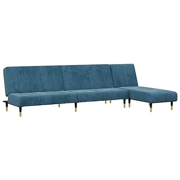 vidaXL Sofa 2-tlg. Sofagarnitur Blau Samt günstig online kaufen