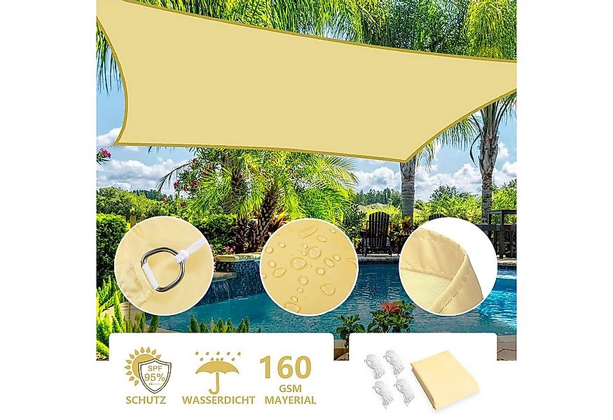 Rosnek Sonnensegel Viereckig Wasserdicht mit 95% UV-Schutz, inkl. Befestigu günstig online kaufen