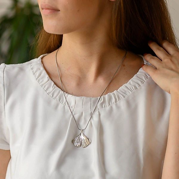 Materia Kettenanhänger Ginkgo / Ginkgoblatt Silber günstig online kaufen
