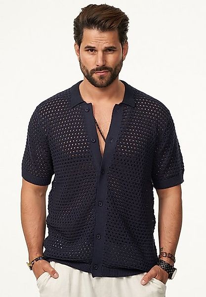 SOULSTAR Poloshirt im Crochet Vintage Summer-Look Herren Kurzarm Strick Pol günstig online kaufen