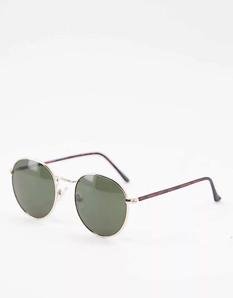 Accessorize – Runde Sonnenbrille mit goldenem Rahmen und braunen Gläsern-Go günstig online kaufen