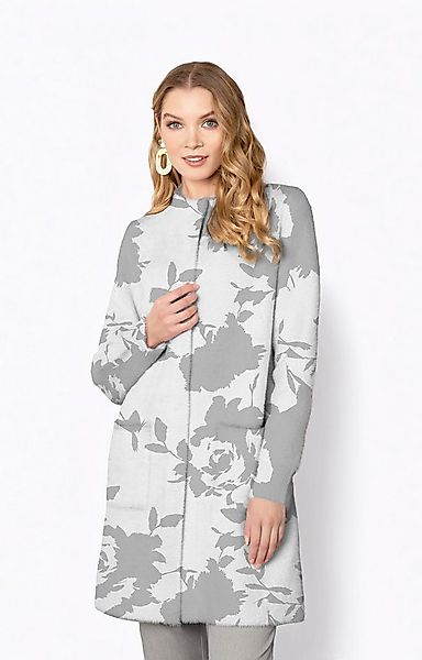Passioni Strickmantel mit abstraktem Blumenprint günstig online kaufen