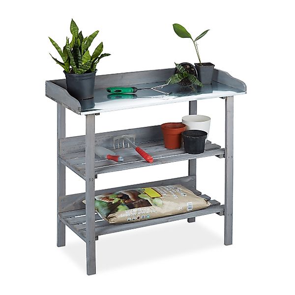 relaxdays Pflanztisch Holz grau, Grau günstig online kaufen