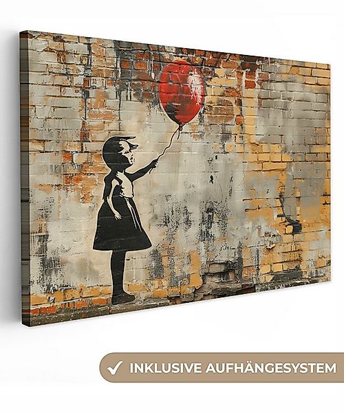 OneMillionCanvasses® Leinwandbild Graffiti - Banksy Style - Mädchen mit Luf günstig online kaufen
