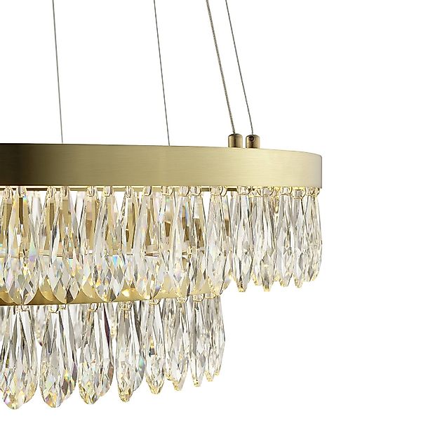 LED-Hängelampe Celestia, Ø 60 cm, messingfarben, Kristall günstig online kaufen