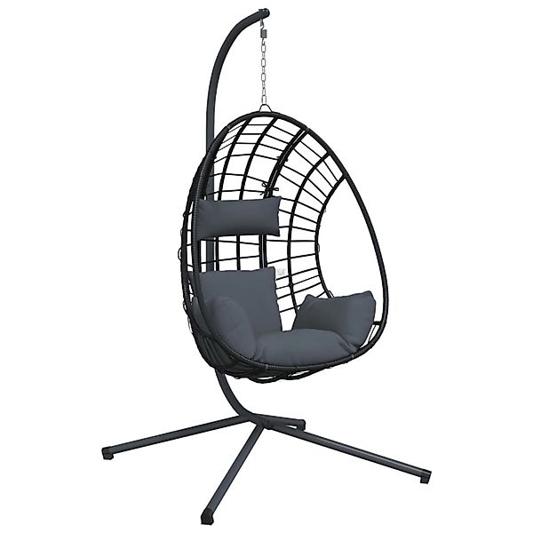 vidaXL Hängesessel Ei-Design mit Ständer Anthrazit Rattan und Stahl 2104732 günstig online kaufen