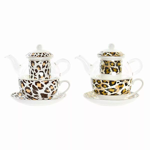 Teekanne Dkd Home Decor Leopard Kristall Porzellan (250 Ml) (2 Stück) günstig online kaufen