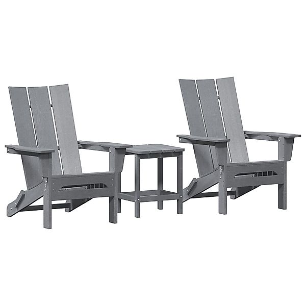 vidaXL Gartenstuhl 3-teiliges Garten-Lounge-Set Hellgrau HDPE günstig online kaufen