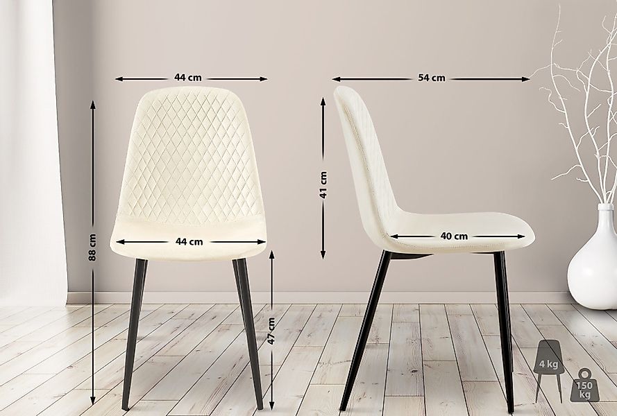 CLP Esszimmerstuhl Giverny, Samt/ Stoff, Ziernähte, günstig online kaufen