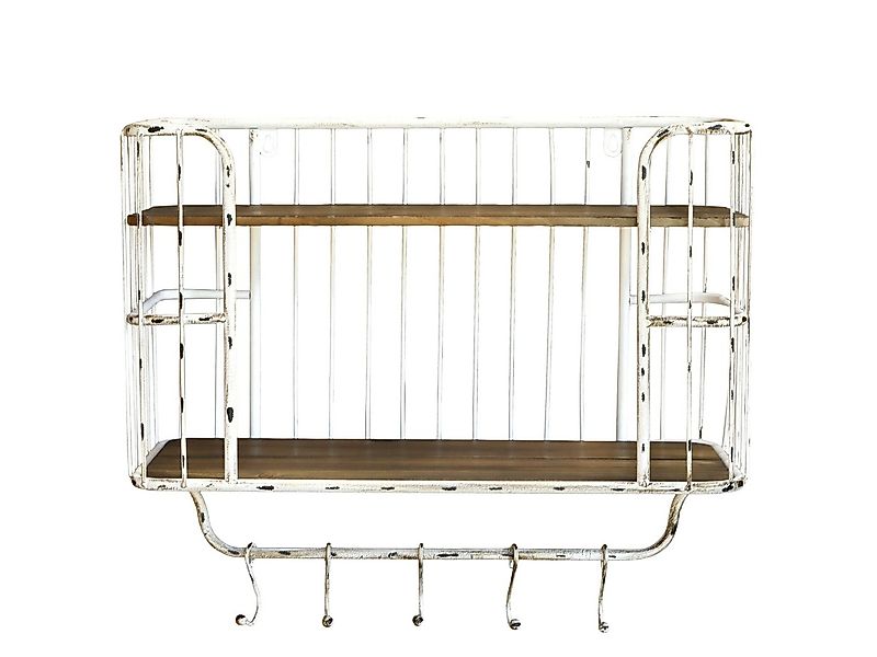 Chic Antique Wandregal Wandregal mit 2 Fächer u. 5 Haken H 45,5 x B 20,5 x günstig online kaufen