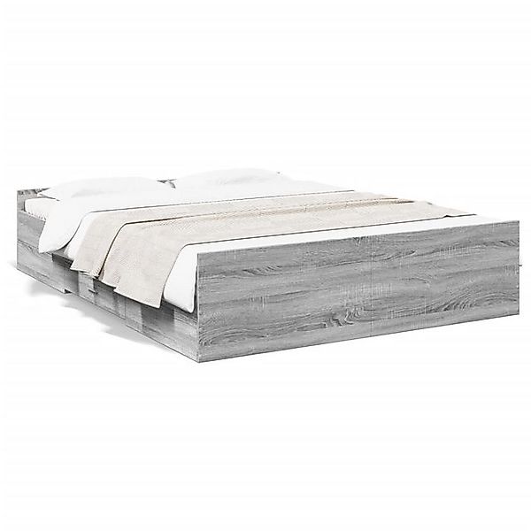 vidaXL Bett Bettgestell mit Schubladen Grau Sonoma 150x200 cm Holzwerkstoff günstig online kaufen
