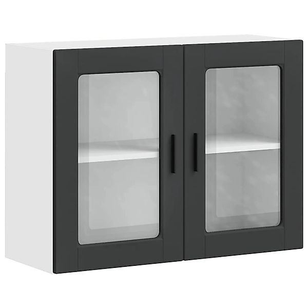 vidaXL Küchen-Hängeschrank mit Glastür Porto Schwarz 854088 günstig online kaufen