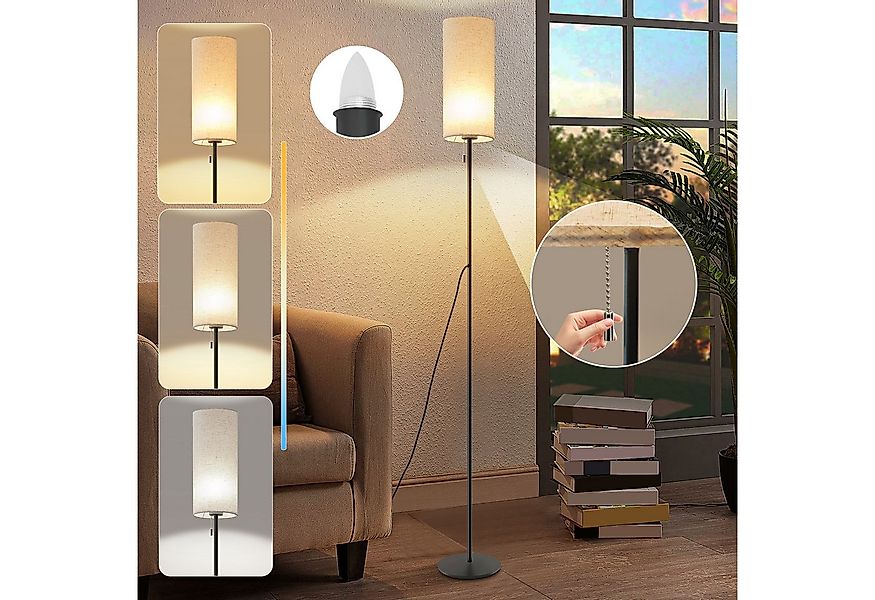 Nettlife LED Stehlampe Vintage Lampenschirm Dimmbar Wohnzimmer Beige mit Se günstig online kaufen