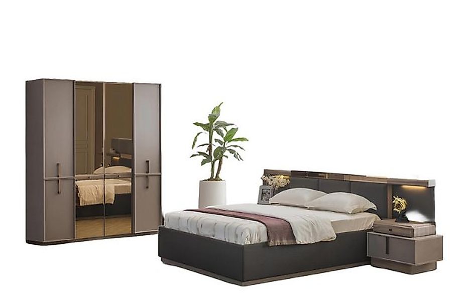 Xlmoebel Bett Vollständiges Schlafzimmer-Set mit Doppelbett in Grau, inklus günstig online kaufen