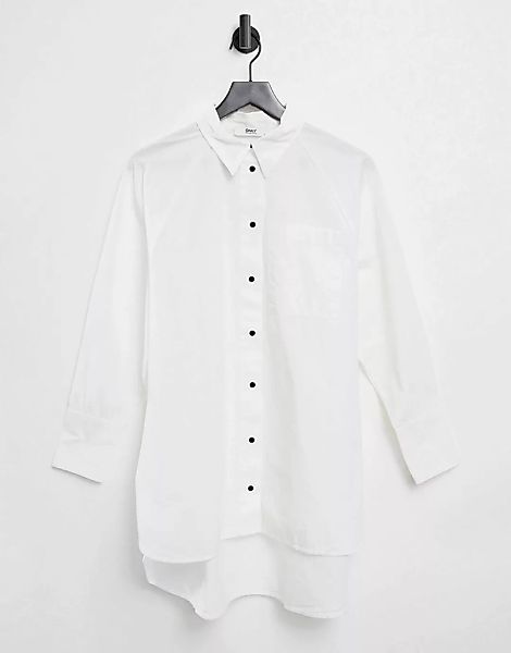 Only – Oversize-Longline-Hemd in Weiß günstig online kaufen