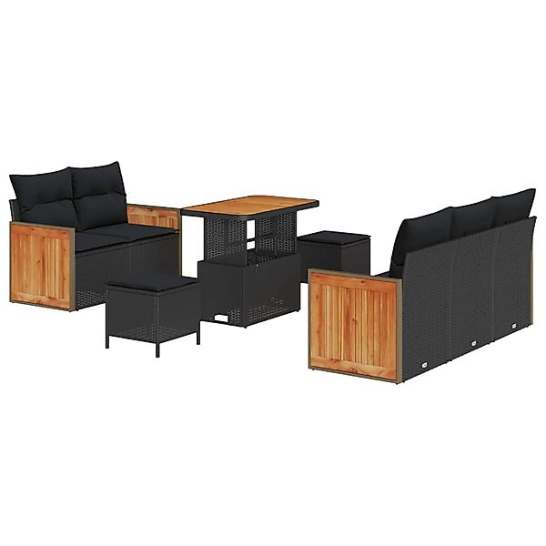 vidaXL Gartensofa-Set mit Kissen 10 Stk Schwarz Poly-Rattan 3365199 günstig online kaufen