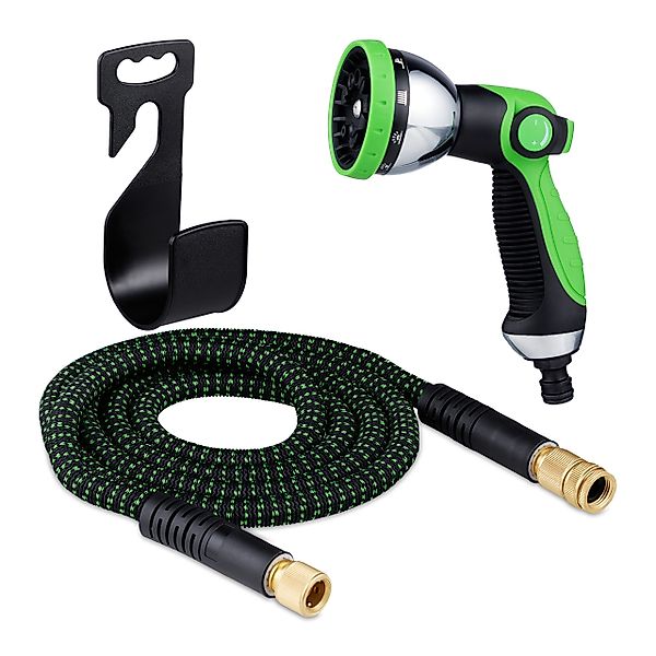 relaxdays Gartenschlauch Flexibler Gartenschlauch mit Handbrause, günstig online kaufen