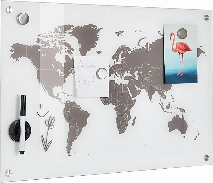 Zeller Present Pinnwand "Worldmap", Glas 60x40 günstig online kaufen