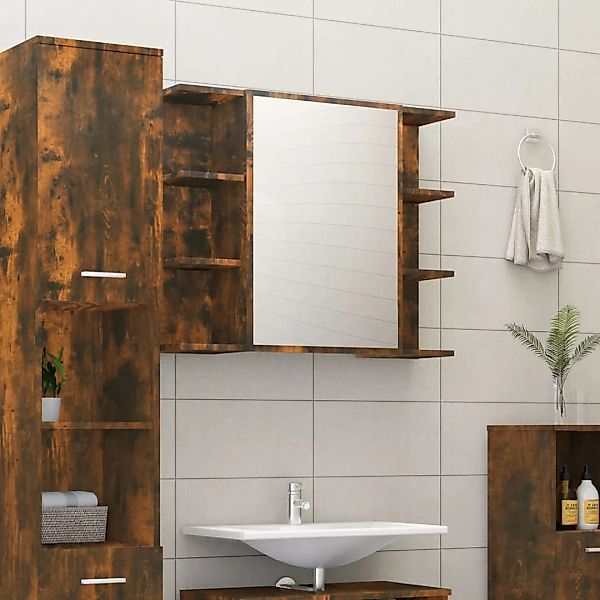 Vidaxl Bad-spiegelschrank Räuchereiche 80x20,5x64 Cm Holzwerkstoff günstig online kaufen