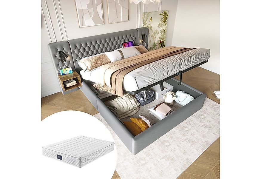 REDOM Polsterbett Bettanlage Schlafzimmer Komplett Set (Stauraumbett, Doppe günstig online kaufen