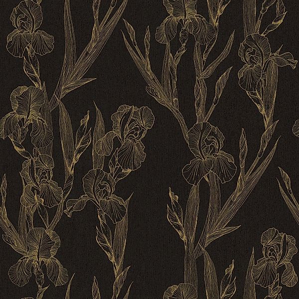PROFHOME 375263-GU Blumen Tapete Design Matt Schwarz Gelb 0,53 m x 10,05 m günstig online kaufen