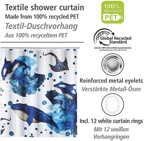 WENKO Duschvorhang "Aquaris" Breite 180 cm Höhe 200 cm, mit Meeresmotiv günstig online kaufen