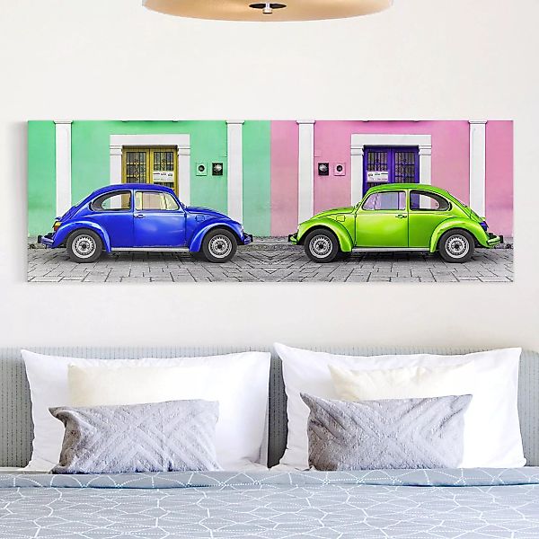 Leinwandbild Fahrzeug - Panorama Farbige Beetles günstig online kaufen