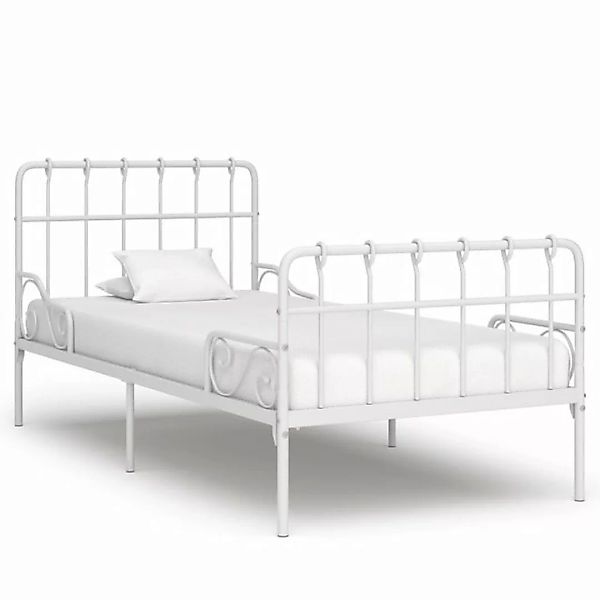 furnicato Bett Bettgestell mit Lattenrost Weiß Metall 90×200 cm günstig online kaufen