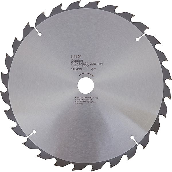 LUX-TOOLS HM-Baukreissägeblatt 315 mm x 30 mm 38 Z günstig online kaufen