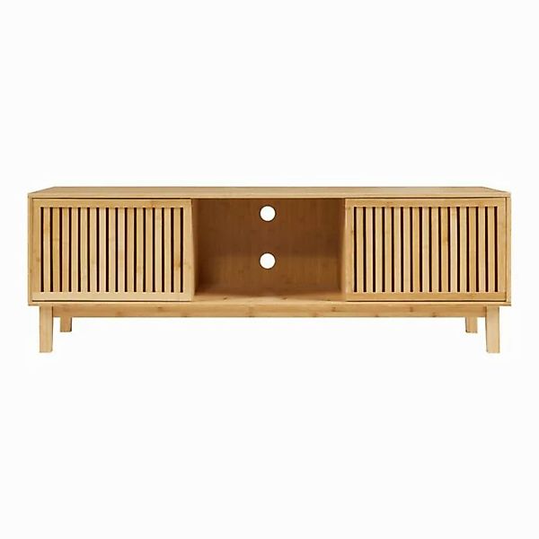 en.casa TV-Schrank »Ypäjä« 3 Ablagefächern 2 Schiebetüren 150x42x50 cm Bamb günstig online kaufen