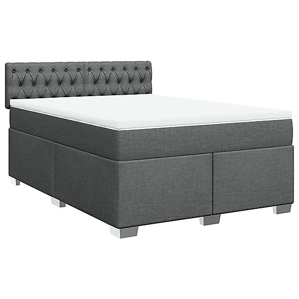 vidaXL Bett Boxspringbett mit Matratze Dunkelgrau günstig online kaufen