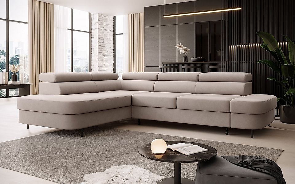 Muffo Ecksofa Priam L, Verstellbare Kopfstützen, angenehmer und fühlbarer S günstig online kaufen